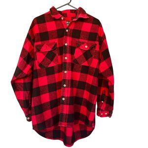 Field & Stream Mens Flannel Shirt Extra Large XL Cotton Red Plaid Outdoor Cabin